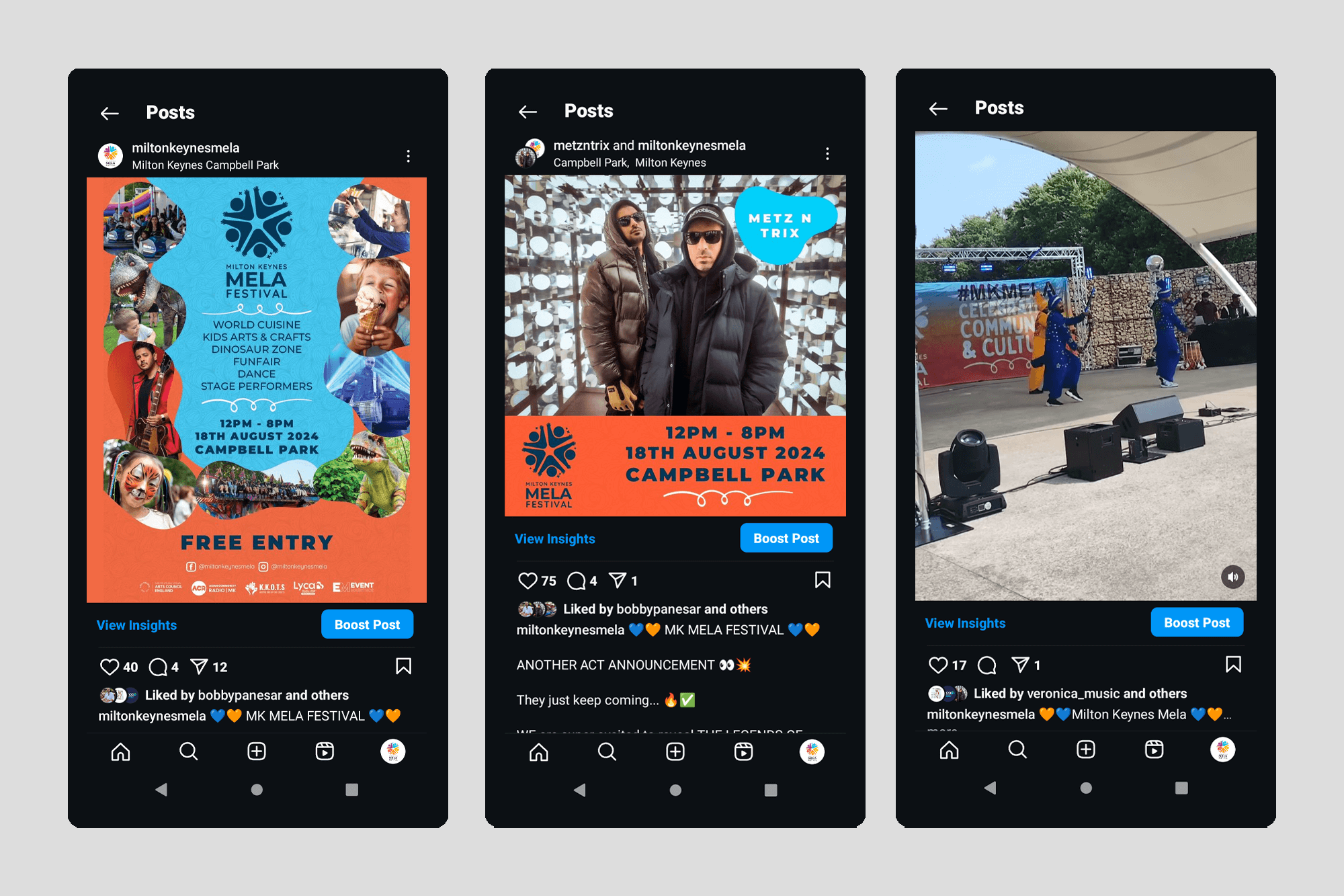 Example of Social Media Posts from MK Mela Festival